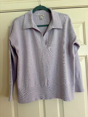 L.L. Bean Women's Cotton/Cashmere Polo Sweater L NWOT